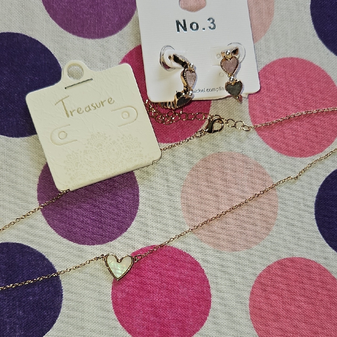 Gold Heart Necklace And Earrings Set